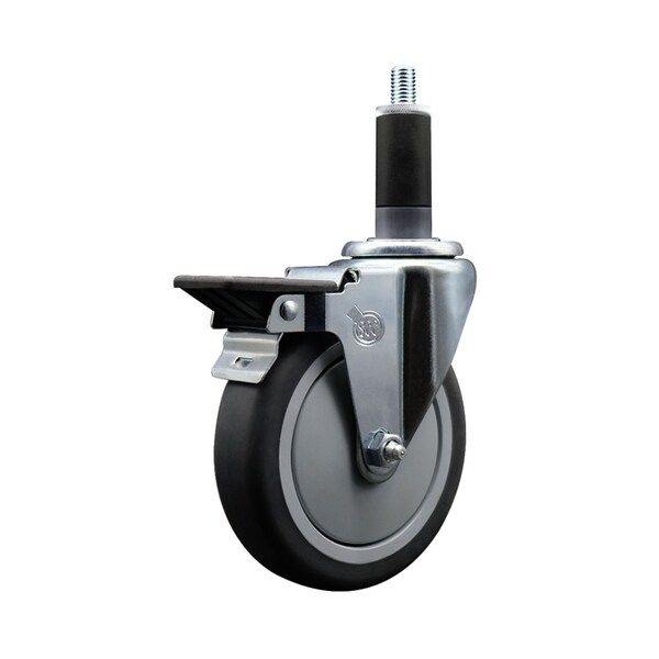 5'' Thermoplastic Rubber Swivel 1-1/8'' Expanding Stem Caster with Brake